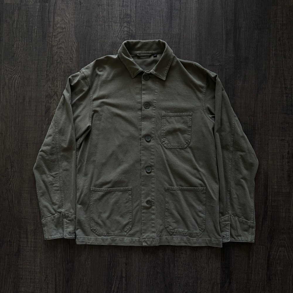 Uniqlo Men's Olive Green Military Utility Chore Work Shirt Jacket